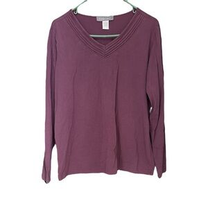 Modern Soul Purple Long Sleeve V-Neck Blouse Size 1X